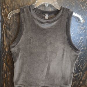 NWOT SKIMS Velour "LIMITED EDITION" Cropped Crew Neck Tank Top in Sienna
